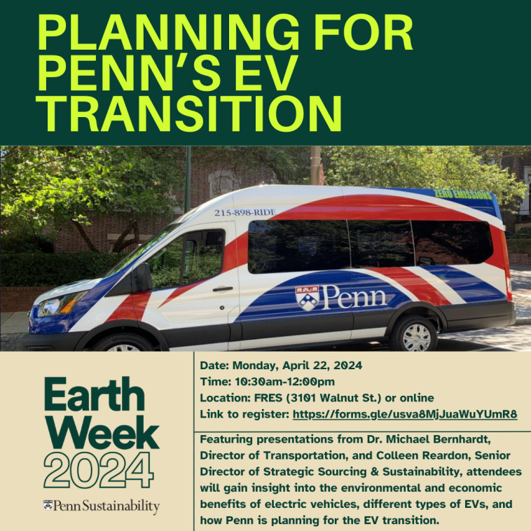Flyer for Earth Week Event on Electric Vehicles